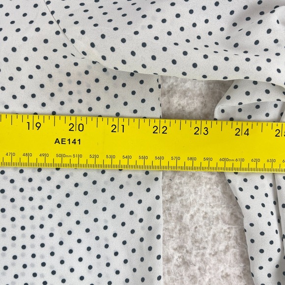 LOFT Outlet White Black Polka‎ Dot Print Shirt Womens V-Neck Long Sleeve Size L - Picture 11 of 16